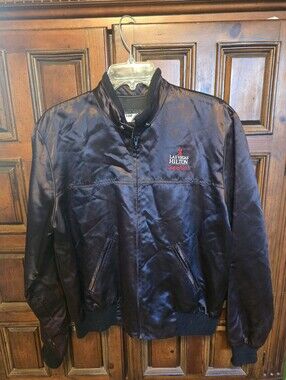 Vtg 90’s Las Vegas Hilton Super Slot Unisex Jacket Bomber Satin USA Embroidered